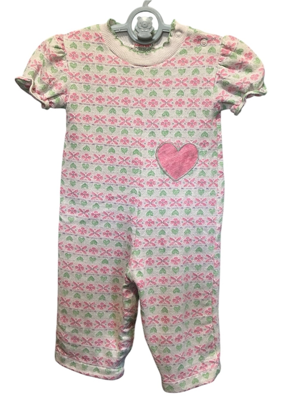 Vintage Health Tex Pink & Green Heart Romper